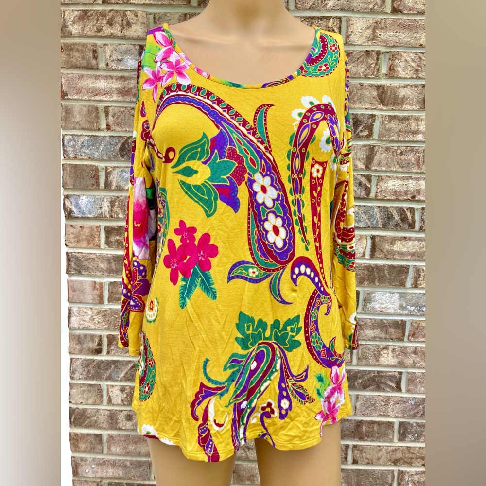 Monroe & Main Yellow Floral Boho Top